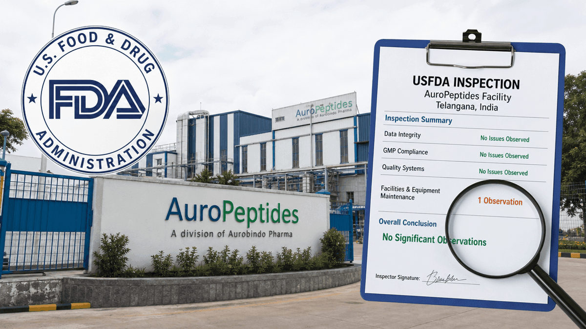 USFDA Inspects AuroPeptides, Notes One Facility Maintenance Observation