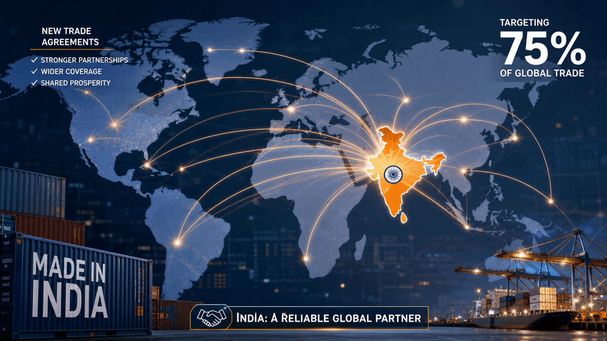 India Eyes 75% Global Trade Coverage with New FTAs