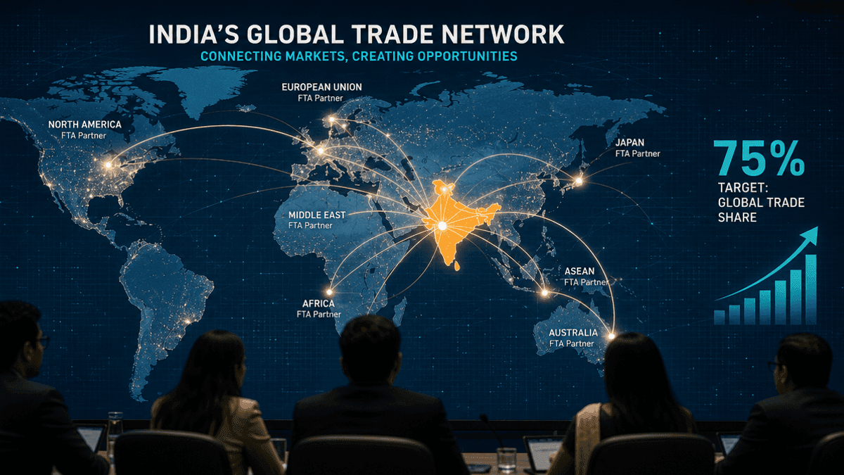 India Eyes 75% Global Trade Share with New FTAs
