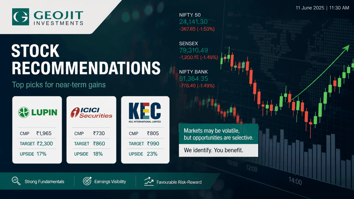 Geojit Recommends 3 Stocks Amid Market Dip: Lumax, V-Mart, EIEL
