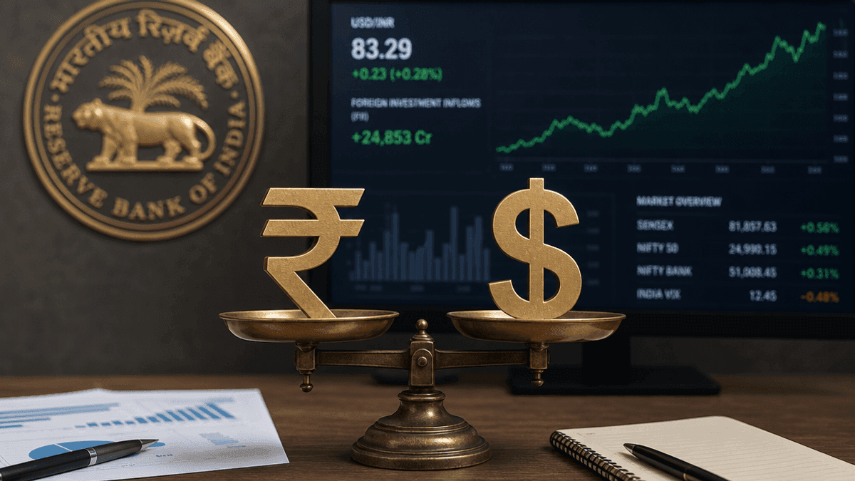 Indian Rupee Stable at 95.72 vs USD Amid Strong Inflows