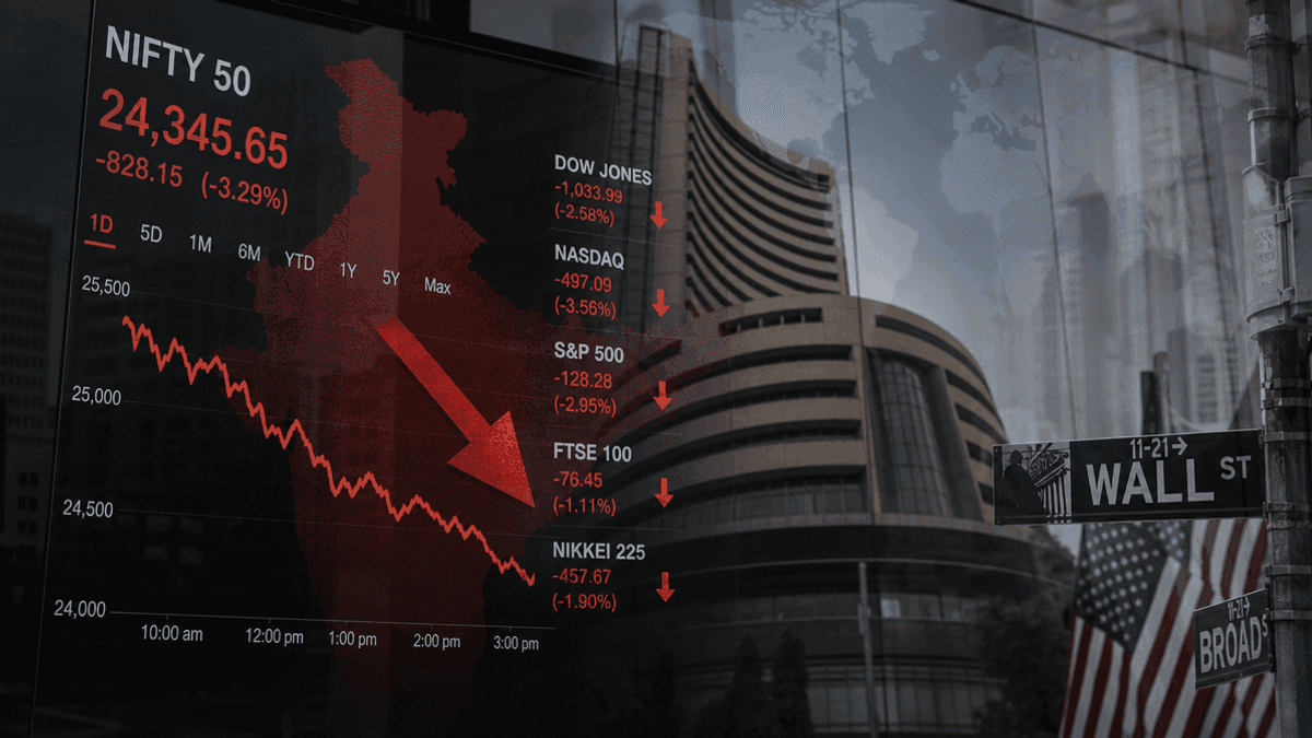Indian Stocks Fall Amidst Global Selloff & Geopolitical Fears