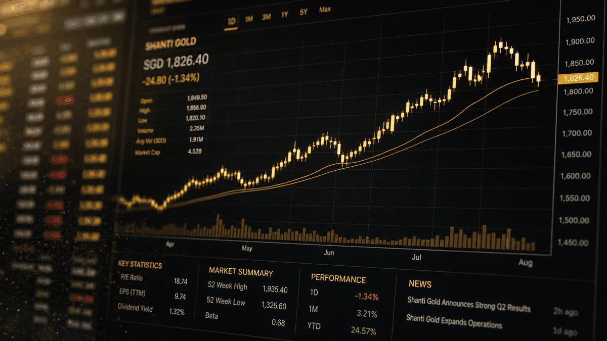 Shanti Gold Shares Dip Post-Rights Issue Despite Monthly Gains