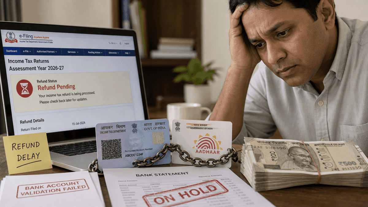 Tax Refund Delayed AY 2026-27? Check PAN-Aadhaar Link & Bank Details