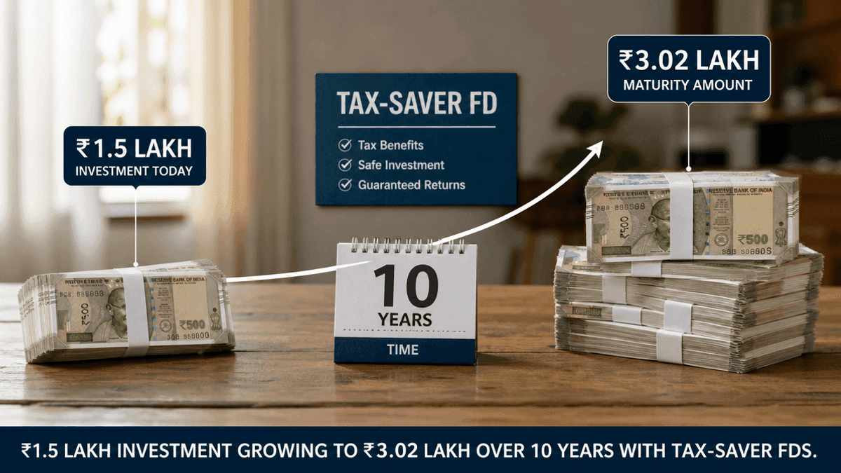 Tax Saver FDs: Grow ₹1.5 Lakh to ₹3 Lakh in 10 Years