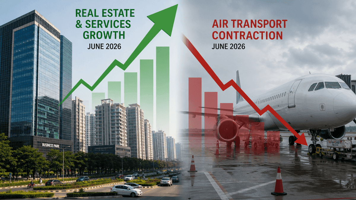India Real Estate Surges 24.7% in June; Air Transport Contracts