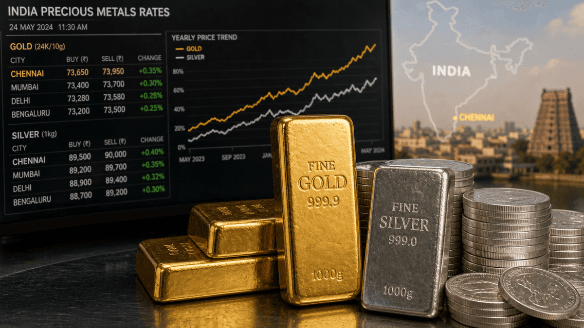 Gold, Silver Prices Stable Sept 1; Chennai Leads Metro Rates