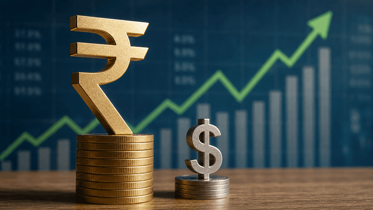 Rupee Rises 26 Paise to 94.96 on Strong Indian Growth