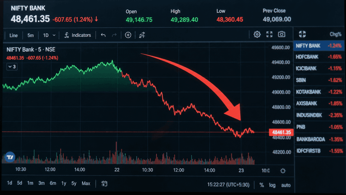 Bank Nifty Drops 600 Points, Erasing Monday’s CAS Gains