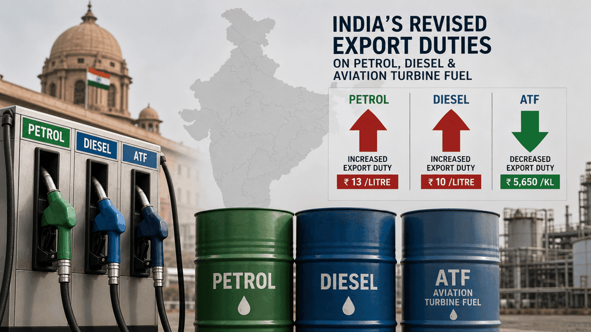 India Revises Fuel Export Duties: Petrol, Diesel Up, ATF Down