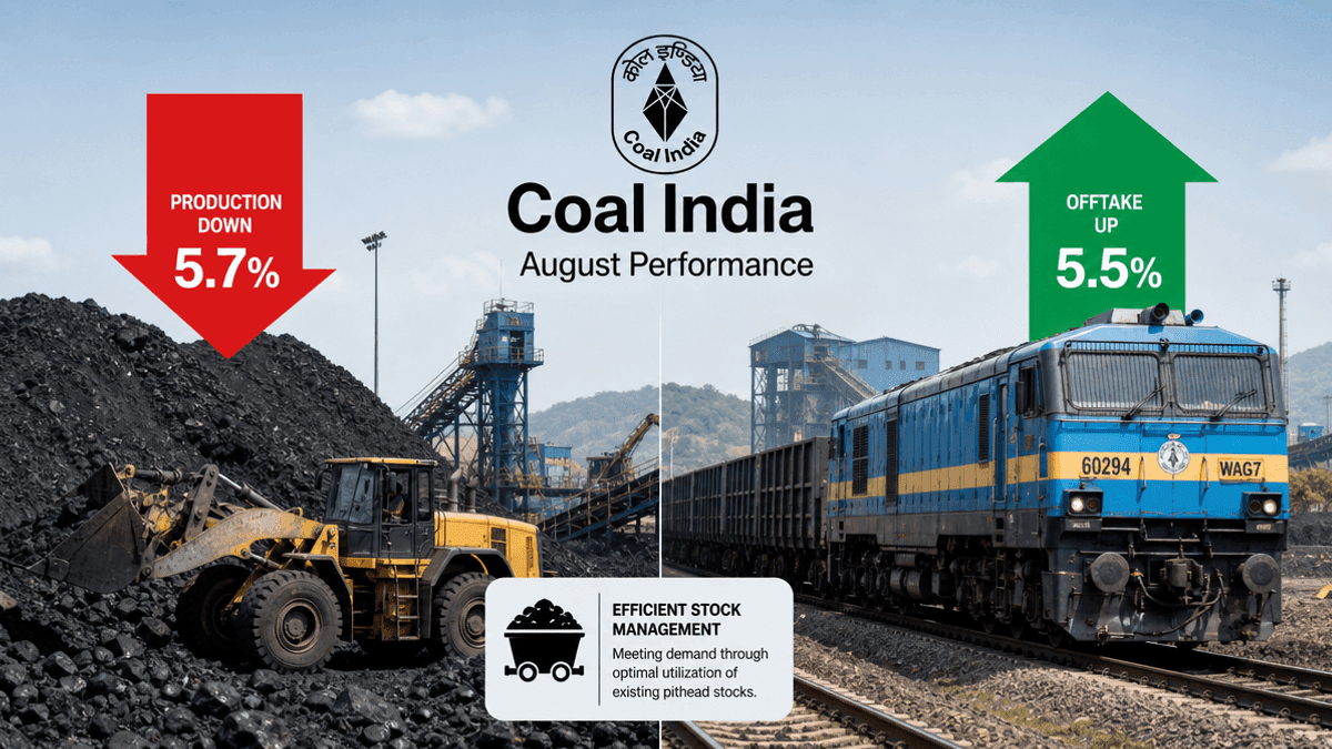 Coal India August Output Dips, Offtake Climbs