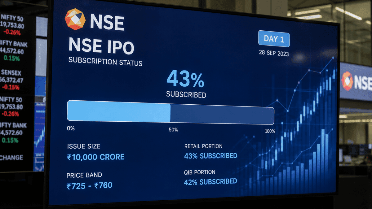 NSE IPO Subscribed 43% on Day 1: Rs 22,569 Cr Public Offer
