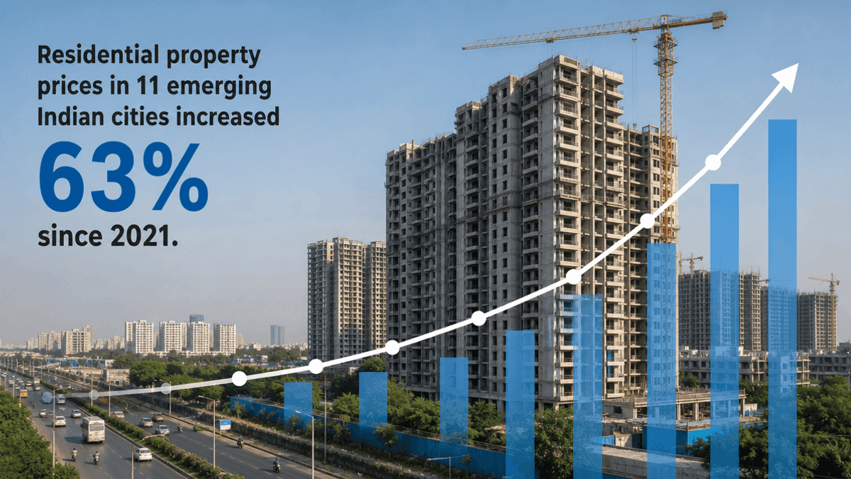 Indian Housing Prices in 11 Small Cities Surge 63% Since 2021