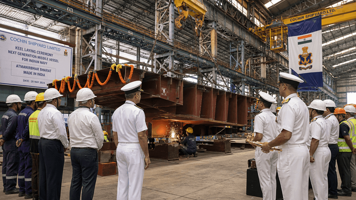 Cochin Shipyard Lays Keel for New Indian Navy Missile Vessels