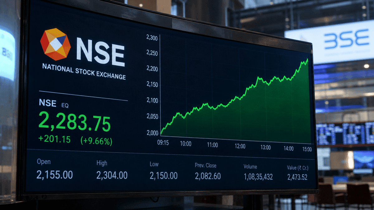 NSE Stock Debuts at Rs 1,800: Valuation Hits Rs 4.63 Lakh Cr
