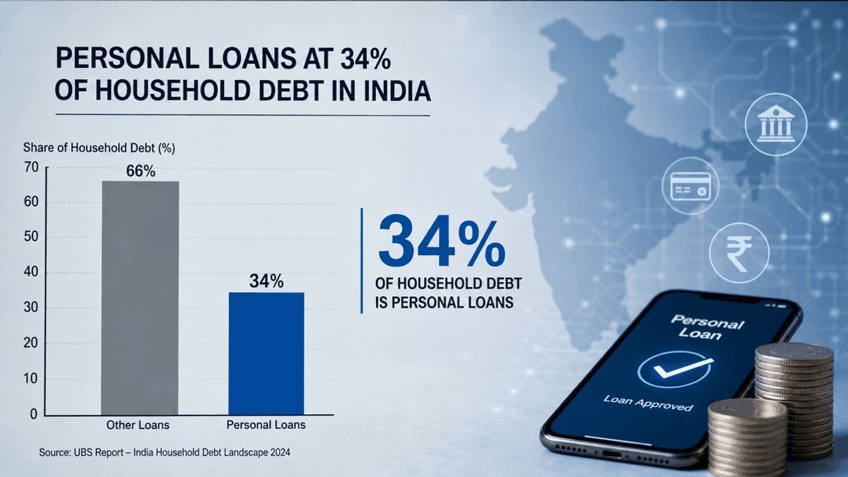 UBS Report: Personal Loans Make Up 34% of India Debt