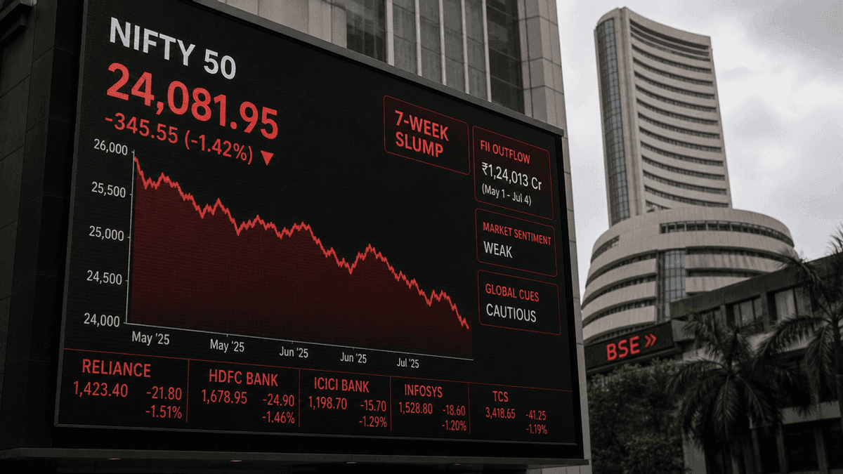 FIIs Dump Rs 11,490 Cr as Nifty Drops for 7th Week