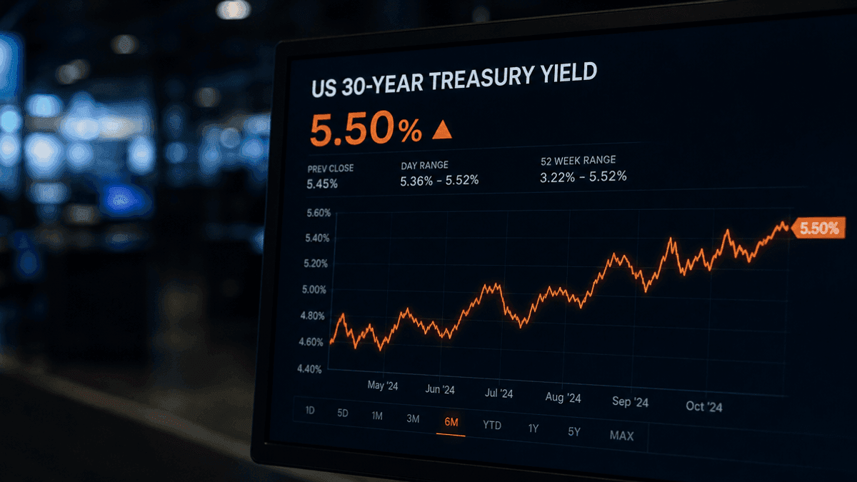US 30-Year Treasury Yield Surges Past 5.5% in Thin Market