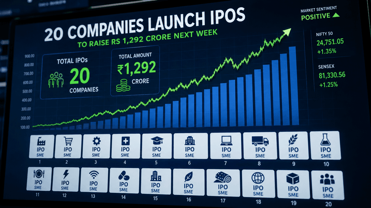 20 Companies to Launch IPOs Raising Rs 1,292 Crore Next Week