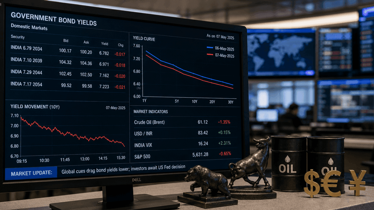Bond Yields Trade Lower Wednesday Amid Global Market Cues