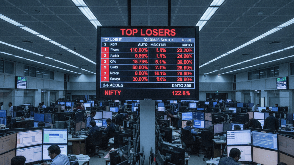 Top Gainers & Losers: Nifty Dips Over 240 Points; Energy and Adani Stocks Gain, Auto Sector Falls Sharply | 02 Sept 2026, 12:00 PM IST