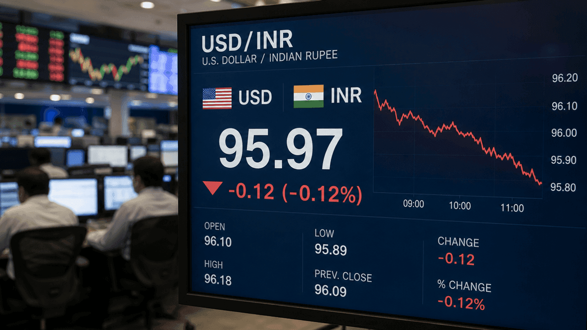 Rupee Slips 3 Paise to 95.97 Against US Dollar