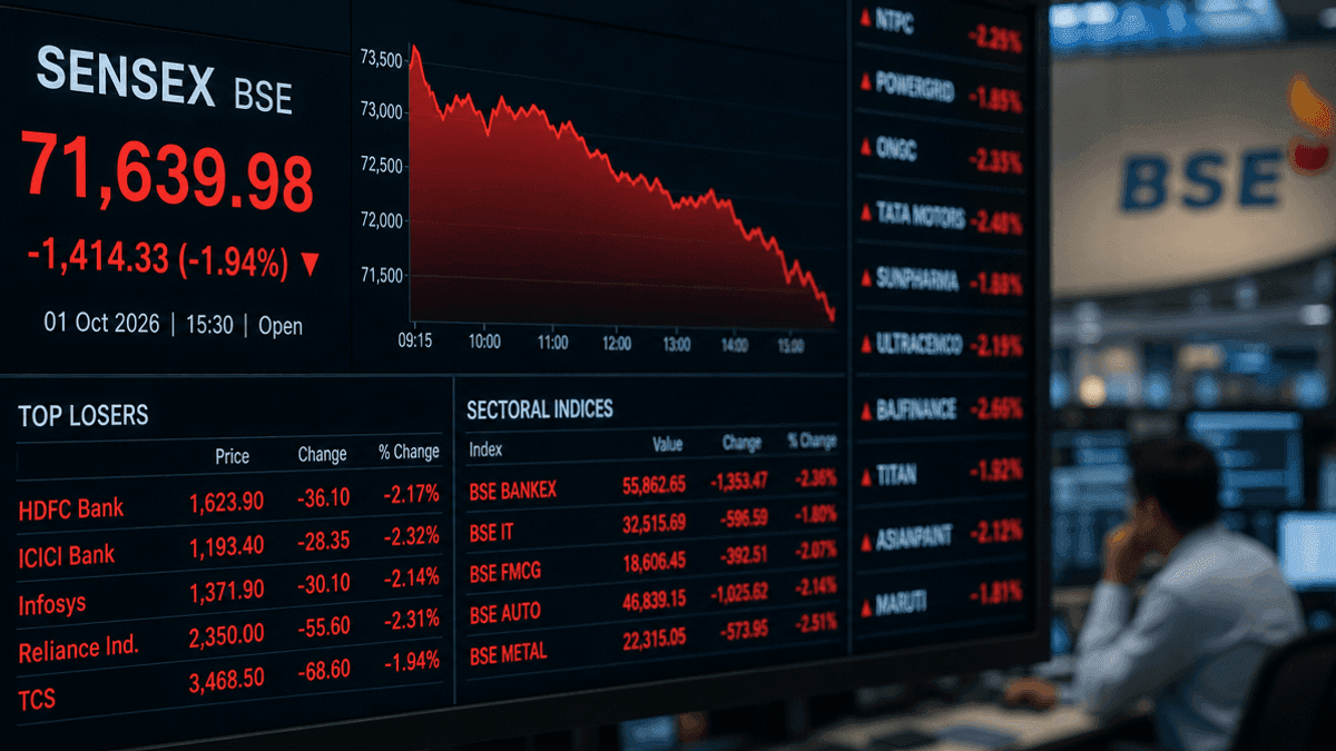 Sensex Hits 52-Week Low as Market Rout Extends into October