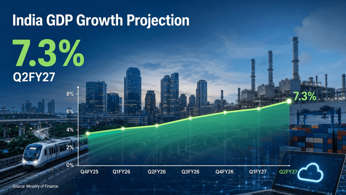 India Q2 FY27 GDP Projected to Grow at 7.3%: Finance Ministry