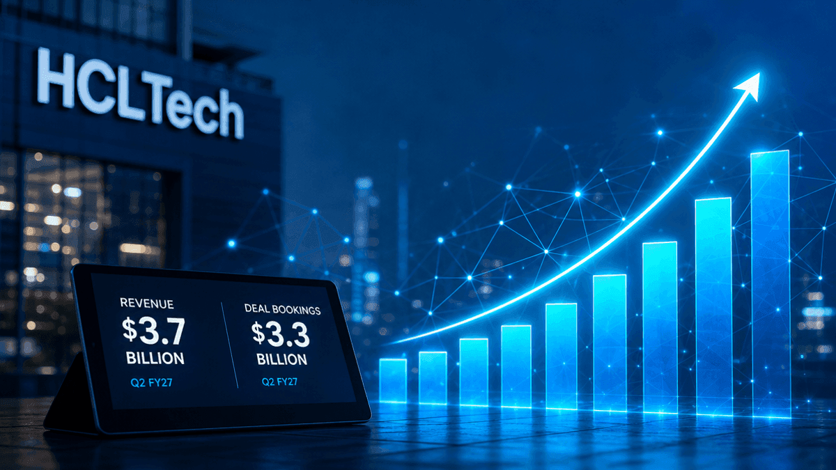 A digital graphic showing rising bar charts and data nodes against a blue background, representing financial growth.