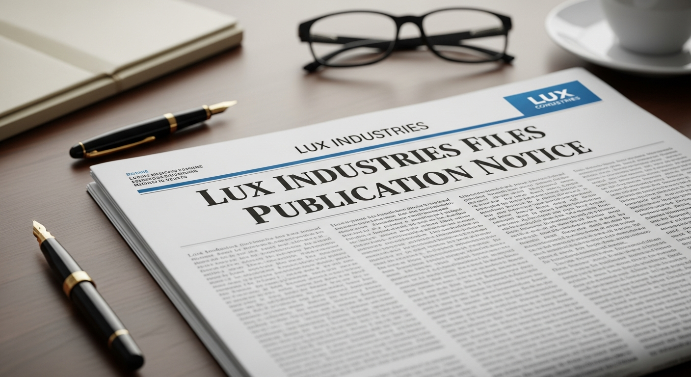 Lux Industries Files Newspaper Publication Notice