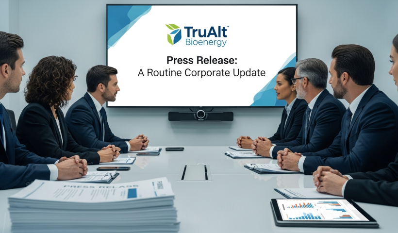 TruAlt Bioenergy Issues Press Release: A Routine Corporate Update
