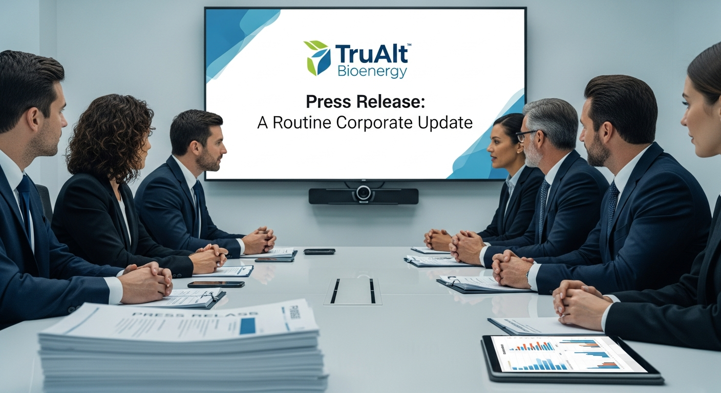 TruAlt Bioenergy Issues Press Release: A Routine Corporate Update