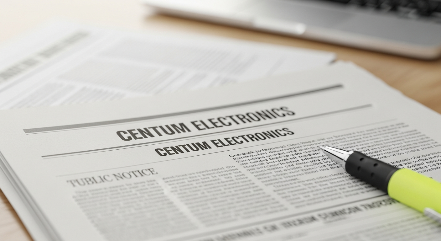 Centum Electronics Files Newspaper Publication Notice