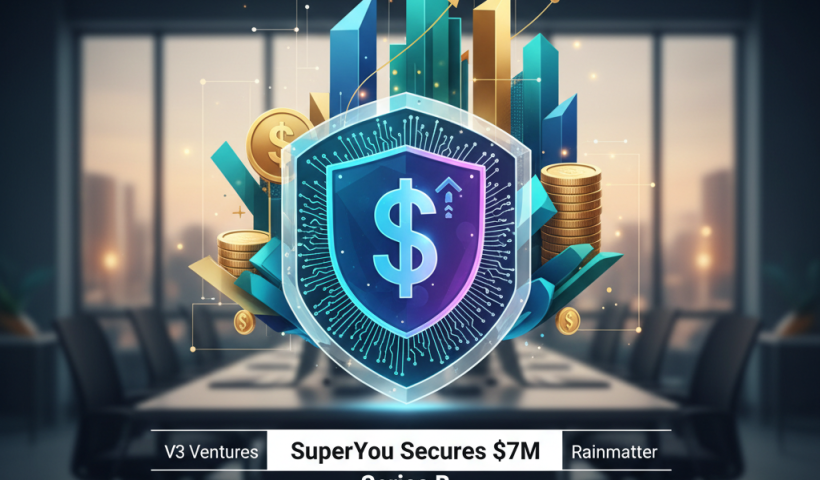 A professional visual representing financial growth and security, with a shield and dollar sign, set against a modern office background.